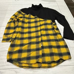 Plaid Felt & Knit Turtleneck Tunic With Sleeve Zipper Accent ~ NWOT